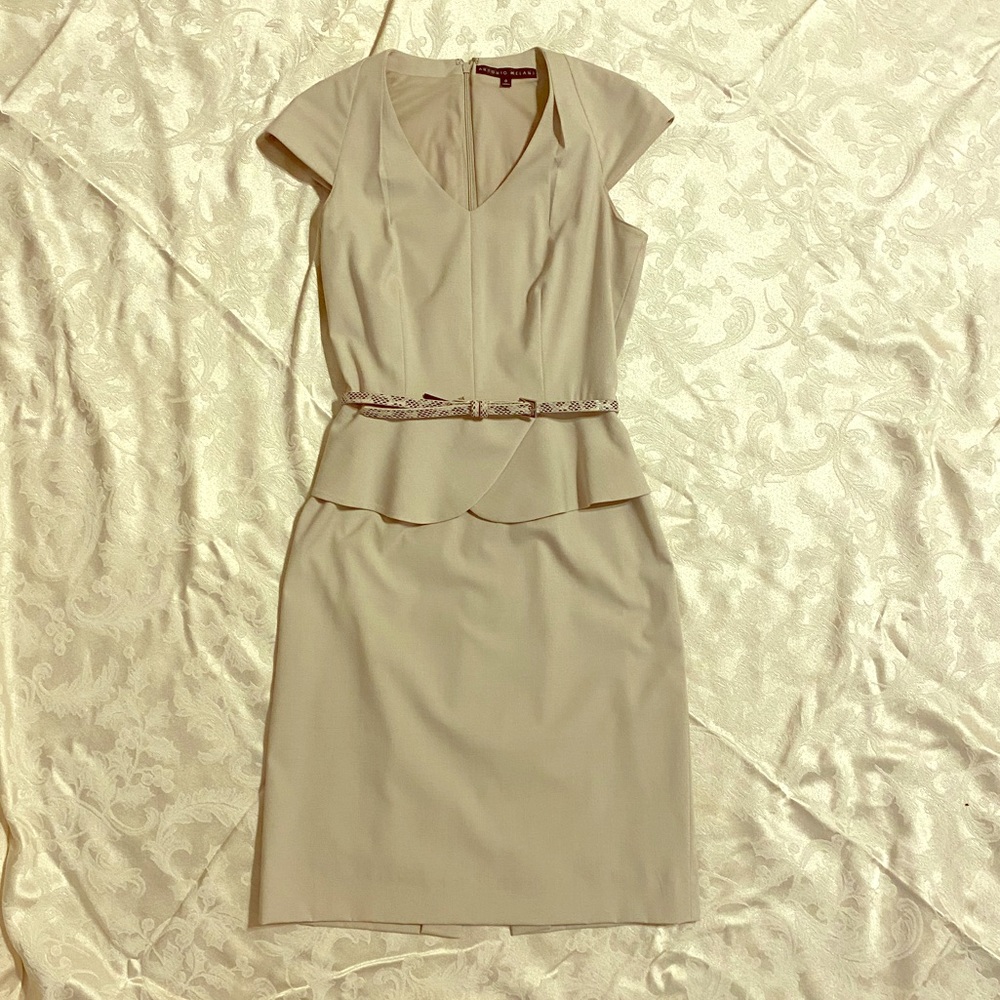 ANTONIO MELANI Tan Peplum Dress